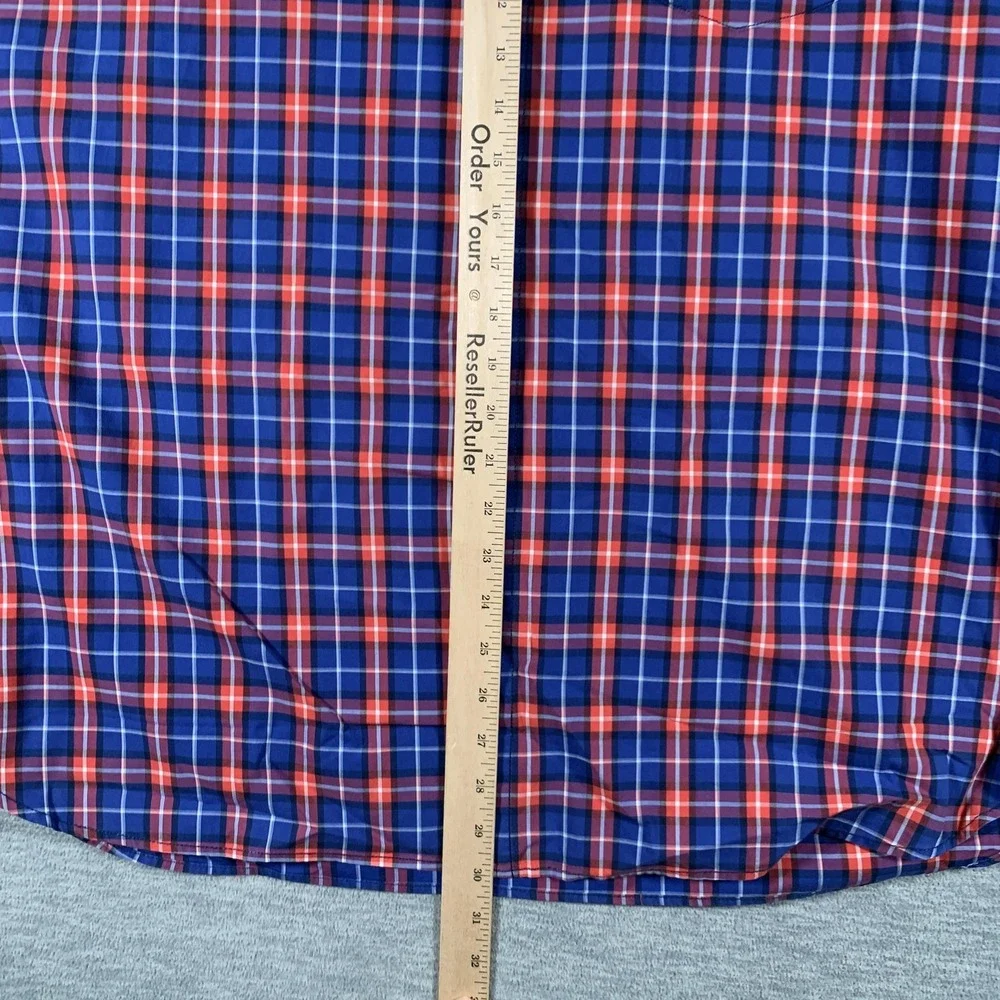 Banana Republic Shirt Mens XL‎ Blue Red Plaid Grant Fit Button-Down Short Sleeve